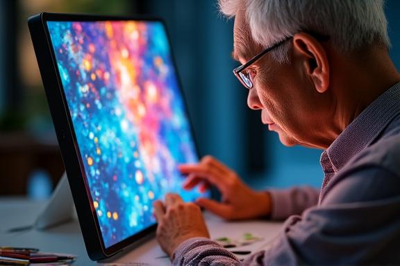 Retired Singapore senior creating digital art using AI image generation tools