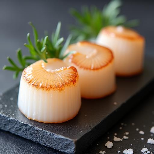 Perfectly presented Hokkaido Scallops